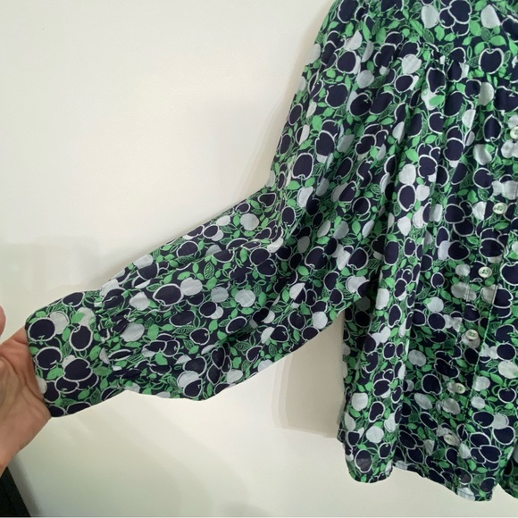 Maeve Anthropologie Loose Fit Top Blouse Apples Button Down Ballon Sleeve small - Picture 4 of 8